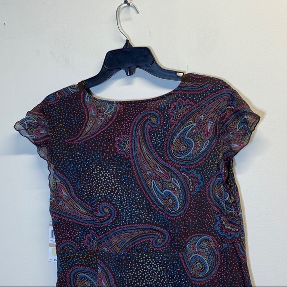 Style and Co  Dotted Paisley Folkloric VNeck Handkerchief Dress Size 12 - Picture 6 of 13